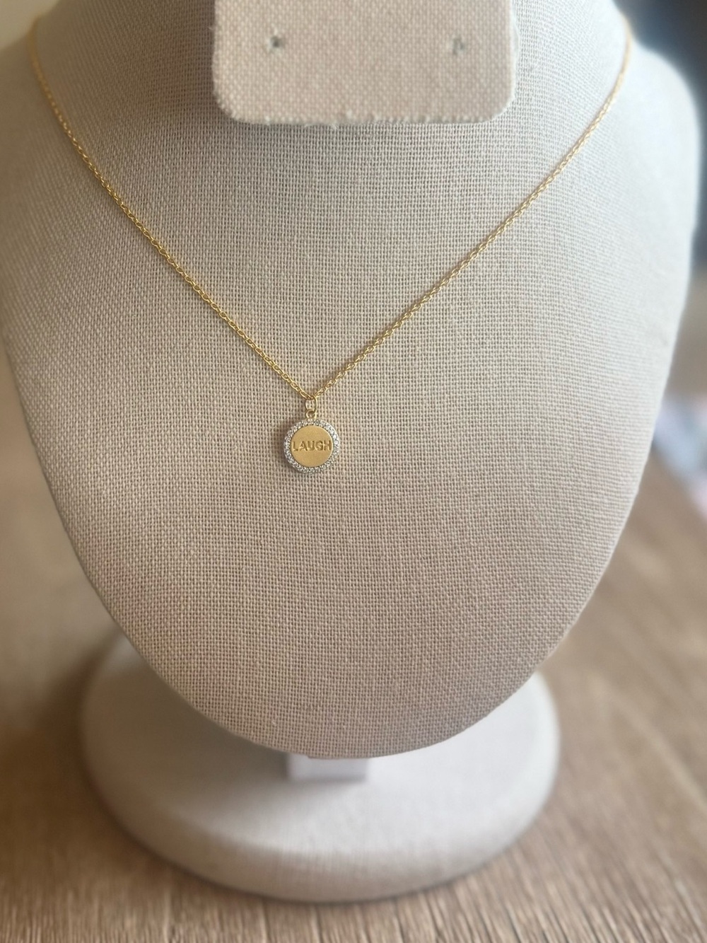 Freida Rothman Gold 'Laugh' Pendant Necklace - Inspirational Women's Jewelry